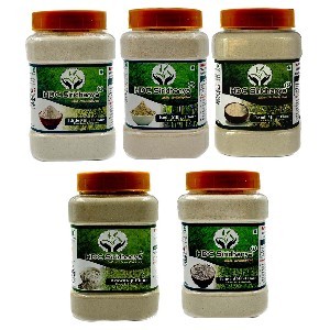 Siridhanya Unpolished & organic  millets flour Combo Pack of 5 [Brown top, Foxtail, Kodo, Barnyard, and Little Millet flour] Each millet flour 700gm