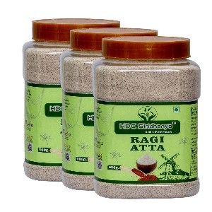 HDC Siridhanya Sprouted Organic Ragi Flour/Finger Millet/Nachni Flour - 900gms | Chemical Free & Pesticides Free | Natural & Gluten-free, pack of (3 Jar)