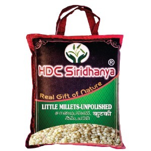 Siridhanya Unpolished & Organic positive  Little Millet 920g Vacuum Packed (12 Months Shelf Life) Organically Grown from Karnataka Gross wt 1kg.